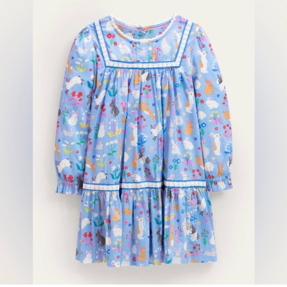 Mini Boden Light Blue Dress with Animal and Floral Print